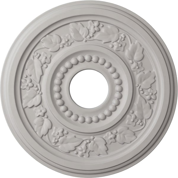 Ekena Millwork Genevieve Ceiling Medallion (Canopies up to 3 1/2"), 16 1/8"OD x 3 1/2"ID x 7/8"P, Ultra Pure White CM16GNUWF - main